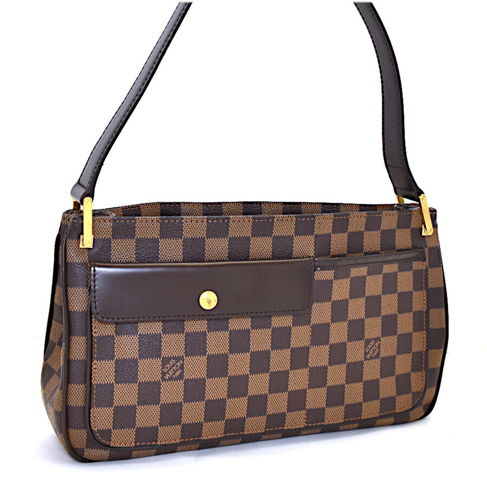 Louis Vuitton One Shoulder Hobo Bag Aubagne Damier Canvas Leather Brown